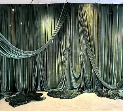 Olive Green Draping at Vancouver wedding decor