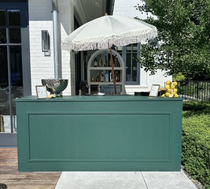 Forest Green bar set up at a house party