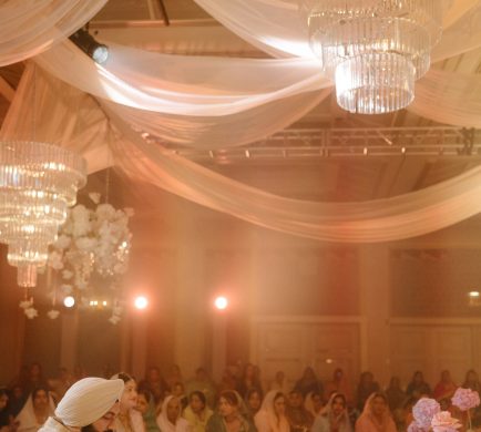Cappuccino Sheer Ceiling Decor at an Indian wedding ceremony