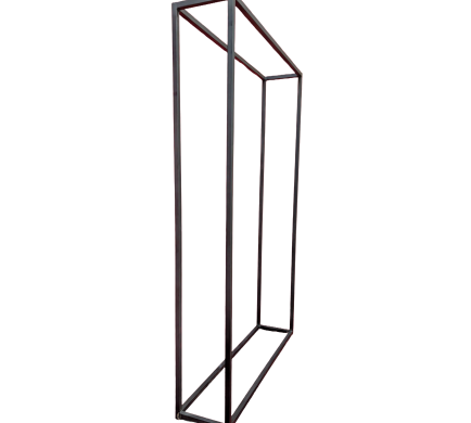 Side angle view of a black stand